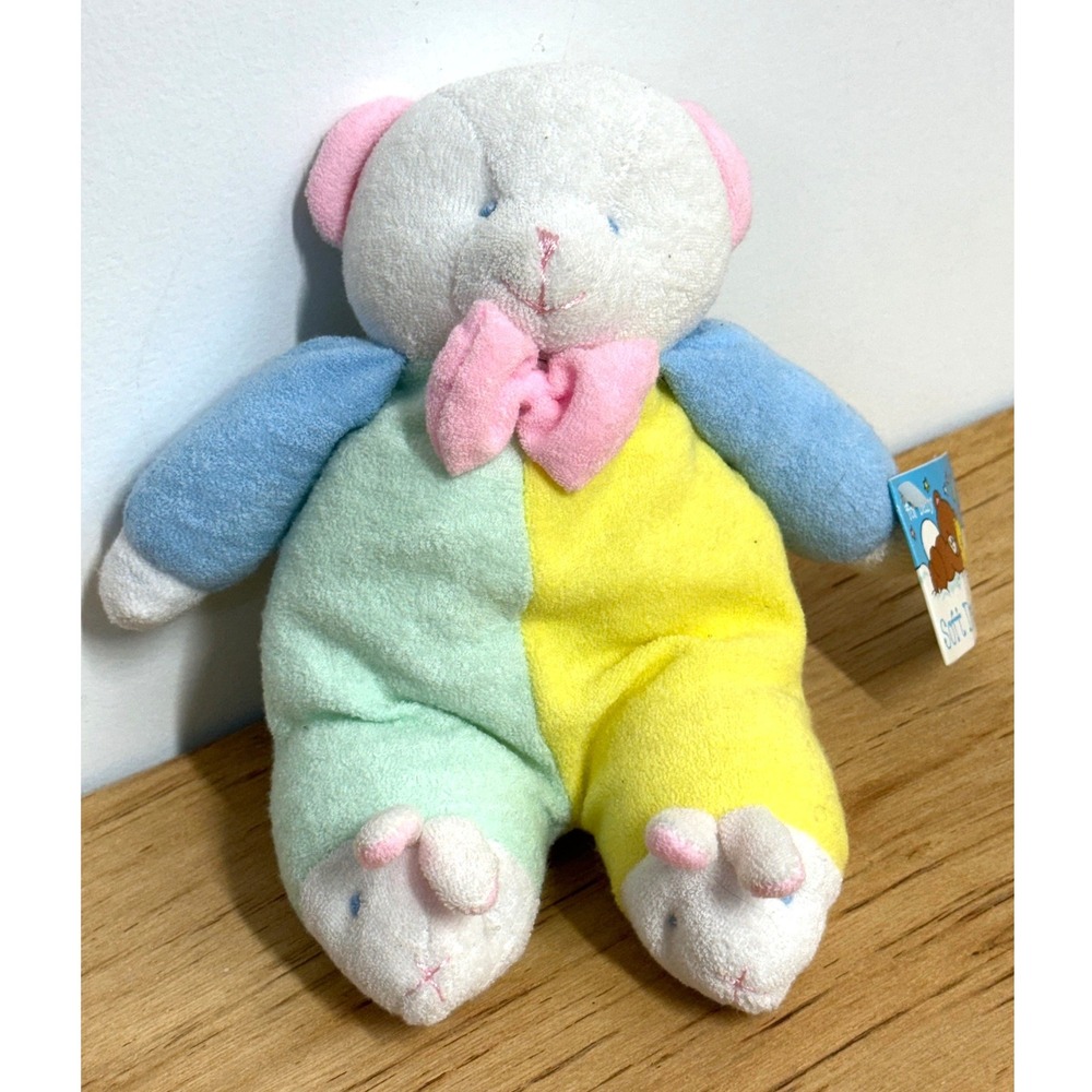 Vintage Soft Dreams Pastel Colorblock Teddy Bear Plush NWT